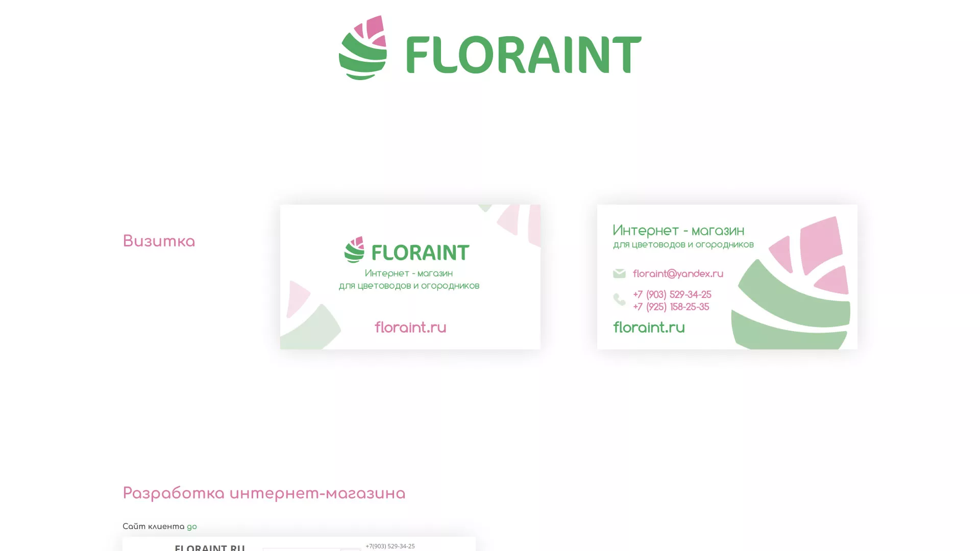 Создание логотипа и интернет-магазина «FLORAINT» в Шумихе