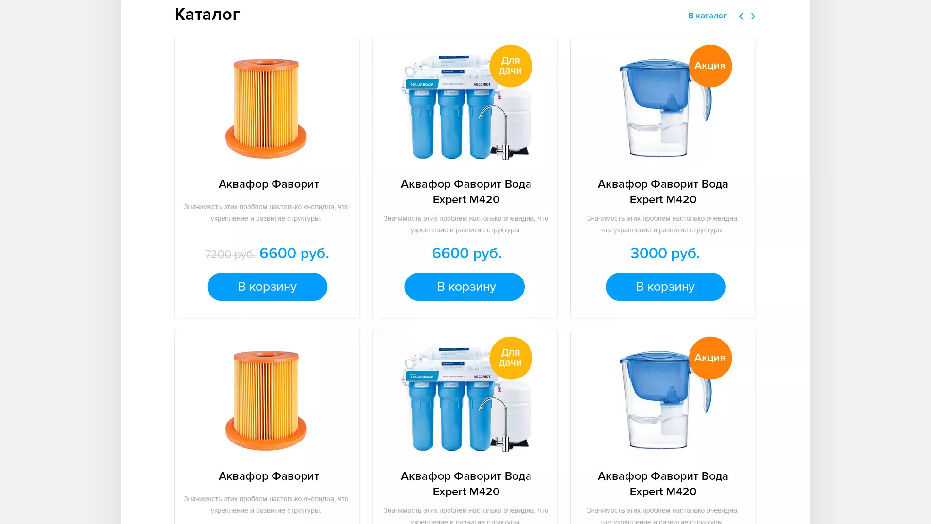 Создание интернет-магазина «Водолей» по продаже фильтров очистных сооружений в Шумихе