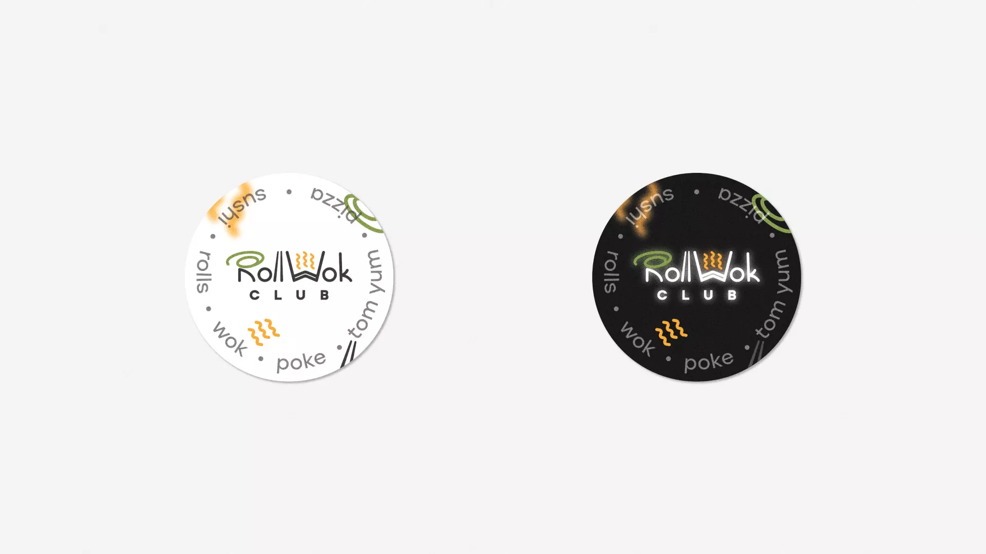 Разработка наклеек для суши-бара «Roll Wok Club» в Шумихе