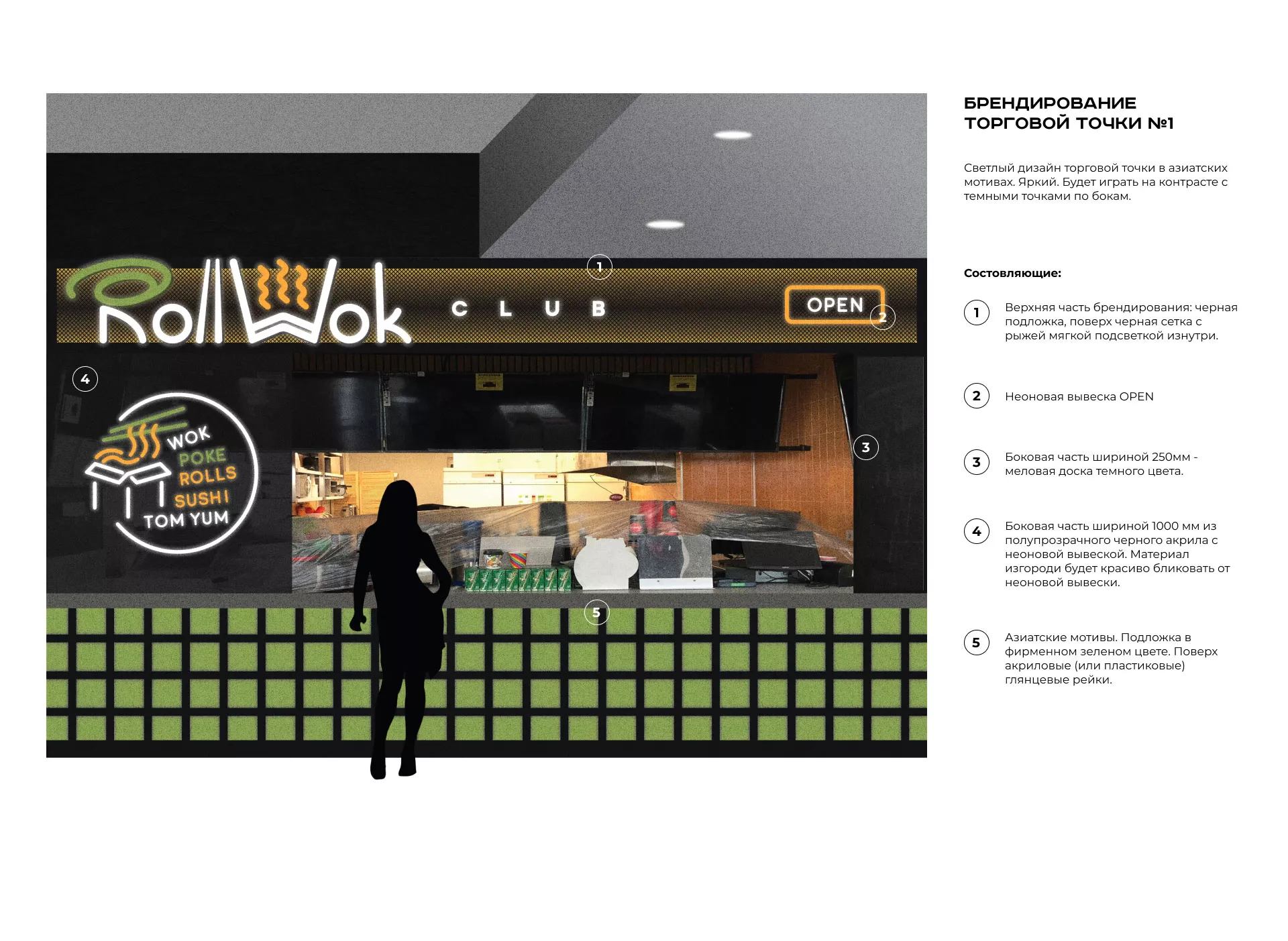 Брендирование торговых точек суши-бара «Roll Wok Club» в Шумихе